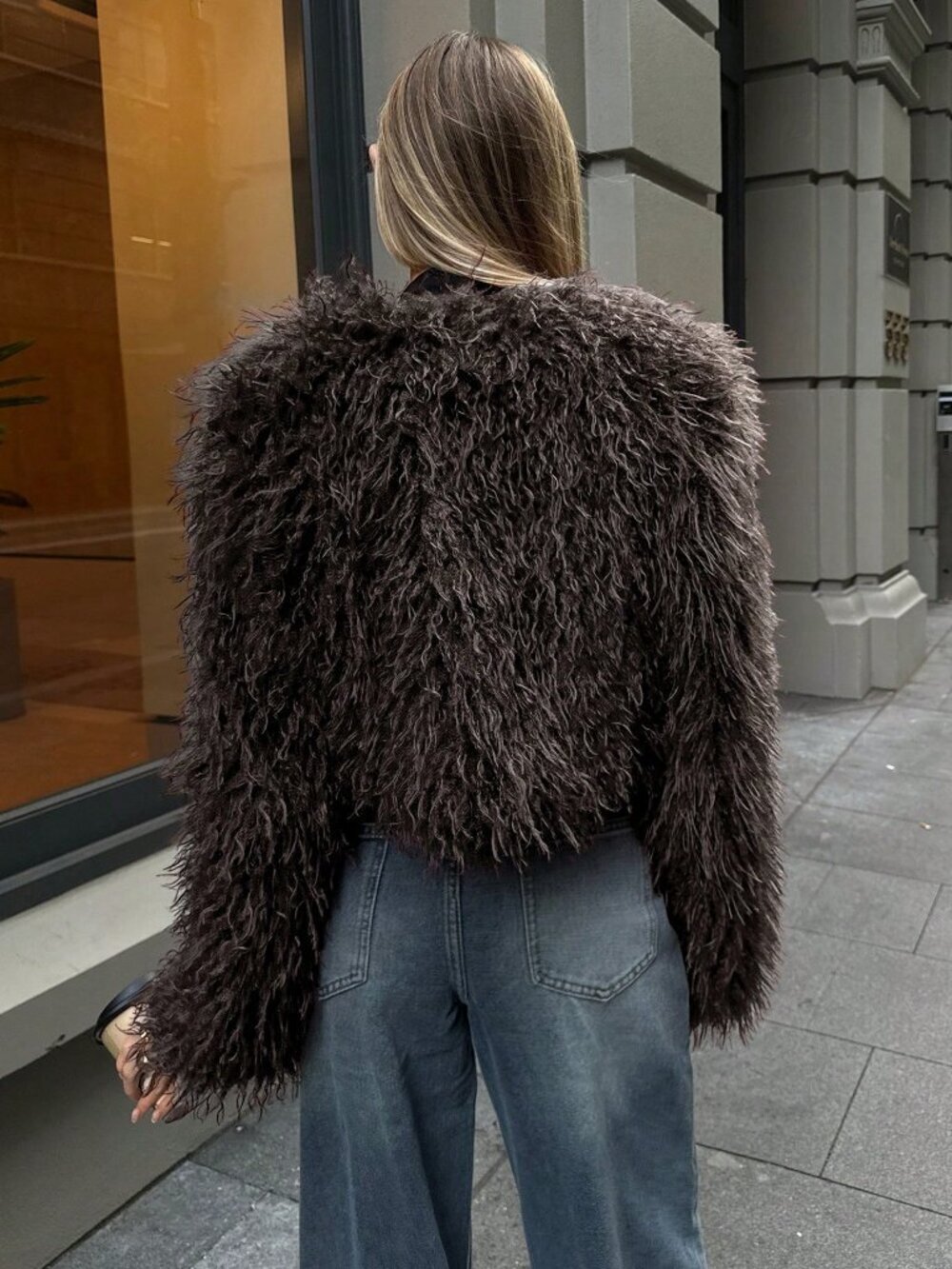 Brown Casual Women's Sexy Short Faux Fur teddy Coat jacket - Picture 2 of 9